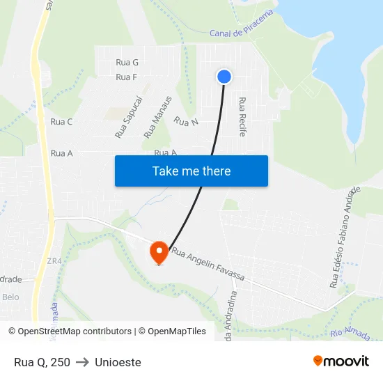 Rua Q, 250 to Unioeste map