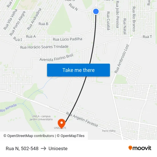 Rua N, 502-548 to Unioeste map