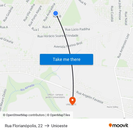 Rua Florianópolis, 22 to Unioeste map