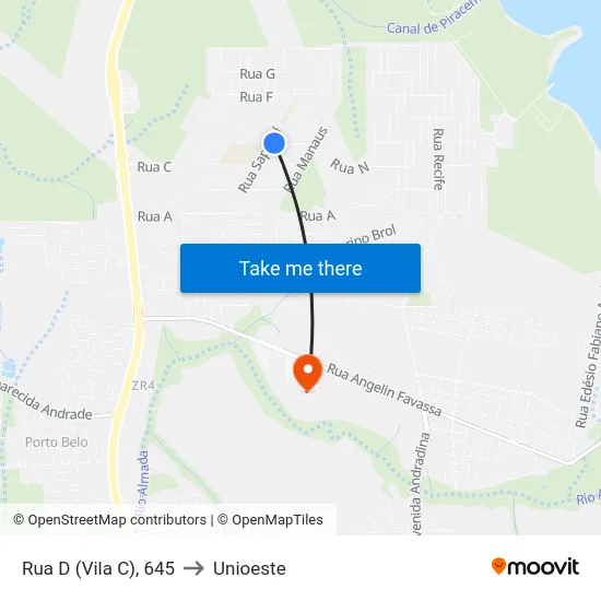 Rua D (Vila C), 645 to Unioeste map