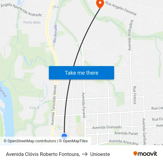 Avenida Clóvis Roberto Fontoura, to Unioeste map