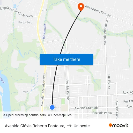 Avenida Clóvis Roberto Fontoura, to Unioeste map