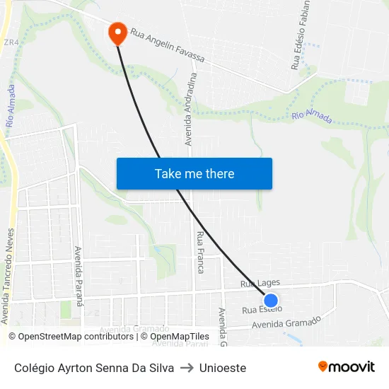 Colégio Ayrton Senna Da Silva to Unioeste map
