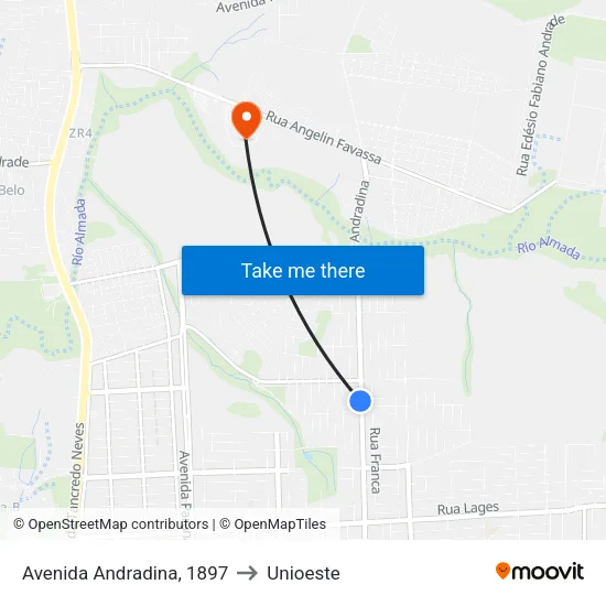 Avenida Andradina, 1897 to Unioeste map