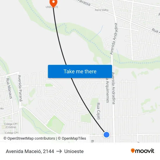 Avenida Maceió, 2144 to Unioeste map
