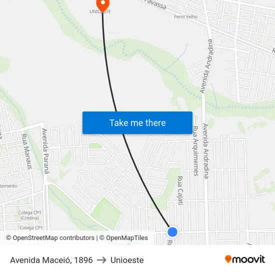 Avenida Maceió, 1896 to Unioeste map