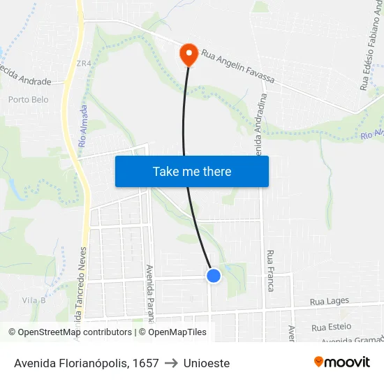 Avenida Florianópolis, 1657 to Unioeste map