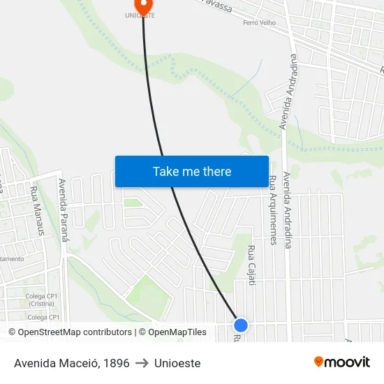 Avenida Maceió, 1896 to Unioeste map