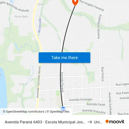 Avenida Paraná 6403 - Escola Municipal Josinete Holler Alves Dos Santos to Unioeste map