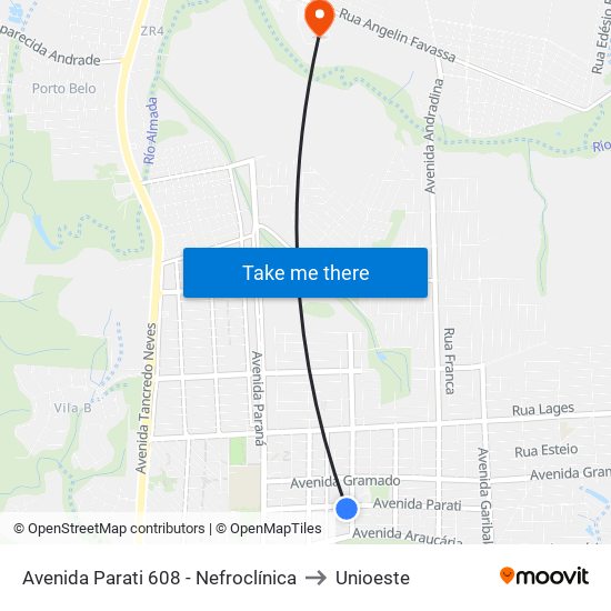 Avenida Parati 608 - Nefroclínica to Unioeste map