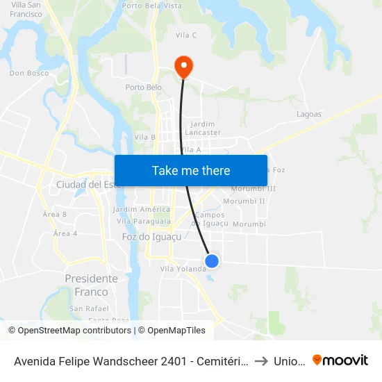 Avenida Felipe Wandscheer 2401 - Cemitério Jardim São Paulo to Unioeste map
