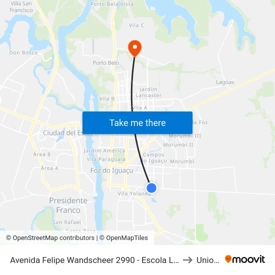 Avenida Felipe Wandscheer 2990 - Escola Libanesa Brasileira to Unioeste map