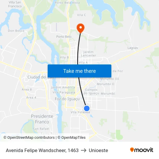 Avenida Felipe Wandscheer, 1463 to Unioeste map