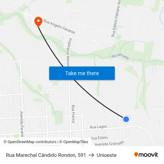 Rua Marechal Cândido Rondon, 591 to Unioeste map