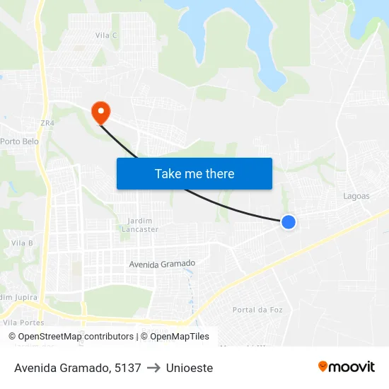 Avenida Gramado, 5137 to Unioeste map