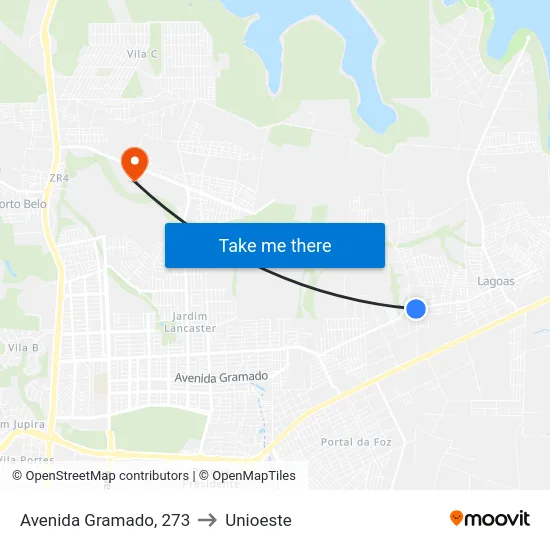 Avenida Gramado, 273 to Unioeste map