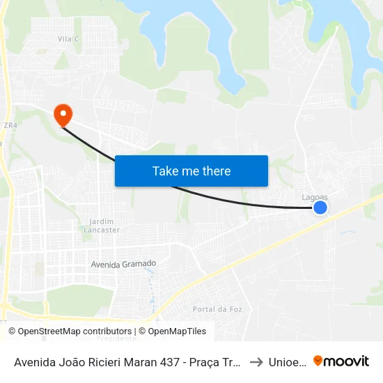 Avenida João Ricieri Maran 437 - Praça Três Lagoas to Unioeste map