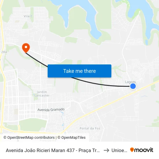 Avenida João Ricieri Maran 437 - Praça Três Lagoas to Unioeste map