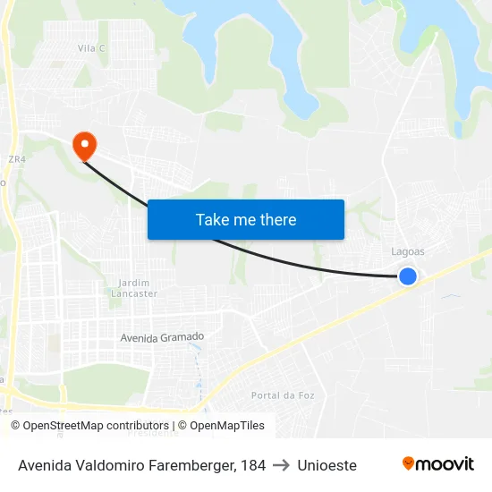 Avenida Valdomiro Faremberger, 184 to Unioeste map