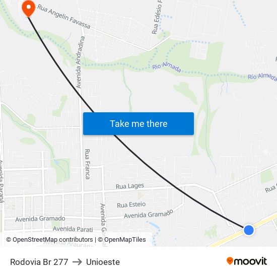 Rodovia Br 277 to Unioeste map