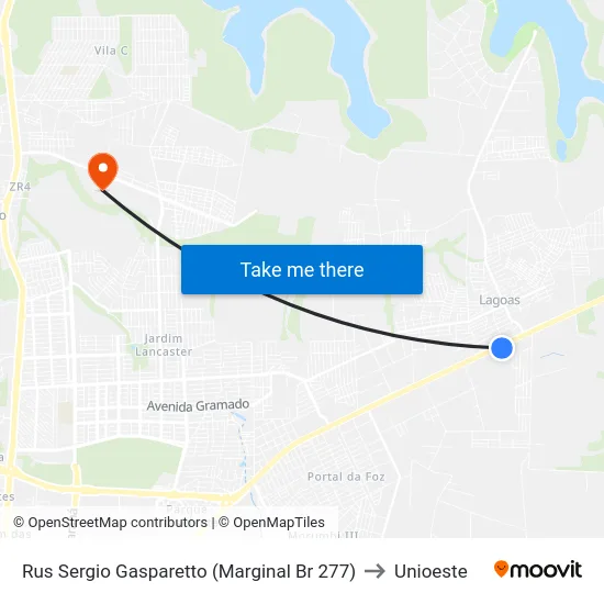 Rus Sergio Gasparetto (Marginal Br 277) to Unioeste map