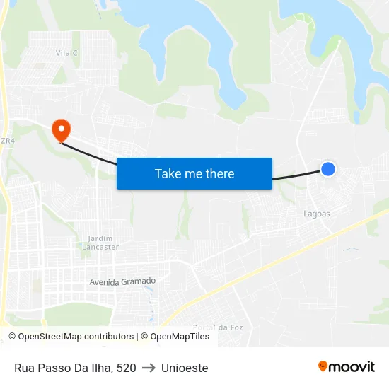 Rua Passo Da Ilha, 520 to Unioeste map