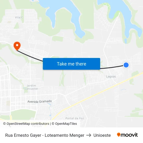 Rua Ernesto Gayer - Loteamento Menger to Unioeste map