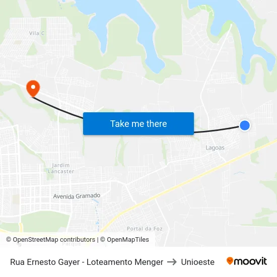 Rua Ernesto Gayer - Loteamento Menger to Unioeste map