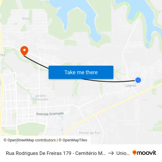 Rua Rodrigues De Freiras 179 - Cemitério Municipal Três Lagoas to Unioeste map