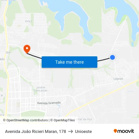 Avenida João Ricieri Maran, 178 to Unioeste map