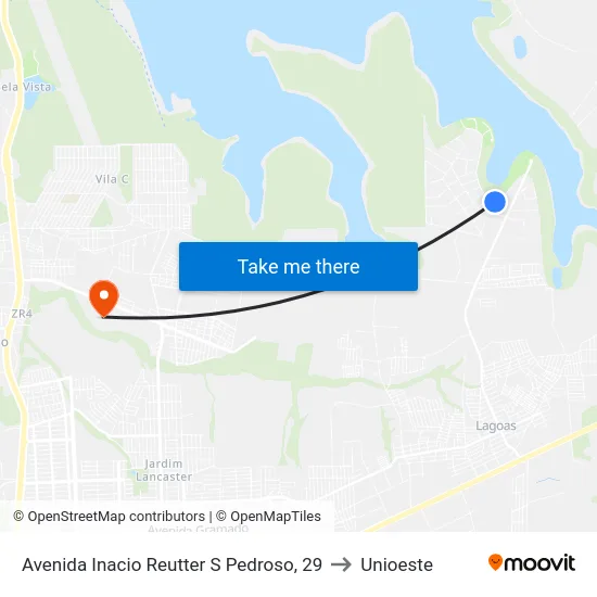 Avenida Inacio Reutter S Pedroso, 29 to Unioeste map