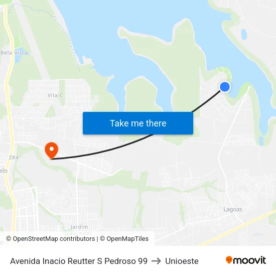 Avenida Inacio Reutter S Pedroso 99 to Unioeste map
