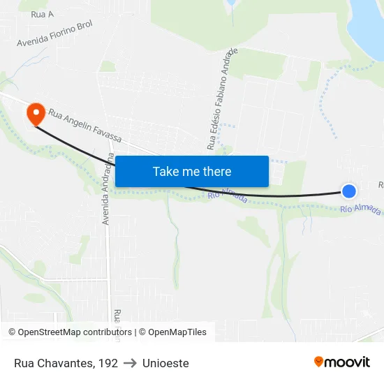 Rua Chavantes, 192 to Unioeste map