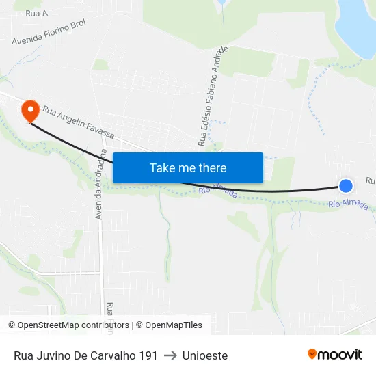 Rua Juvino De Carvalho 191 to Unioeste map