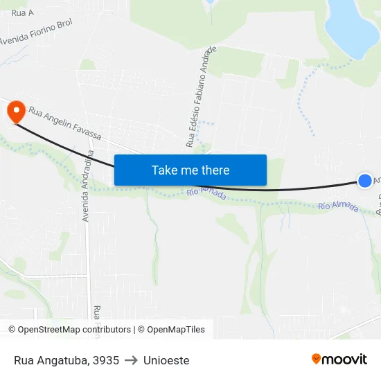 Rua Angatuba, 3935 to Unioeste map