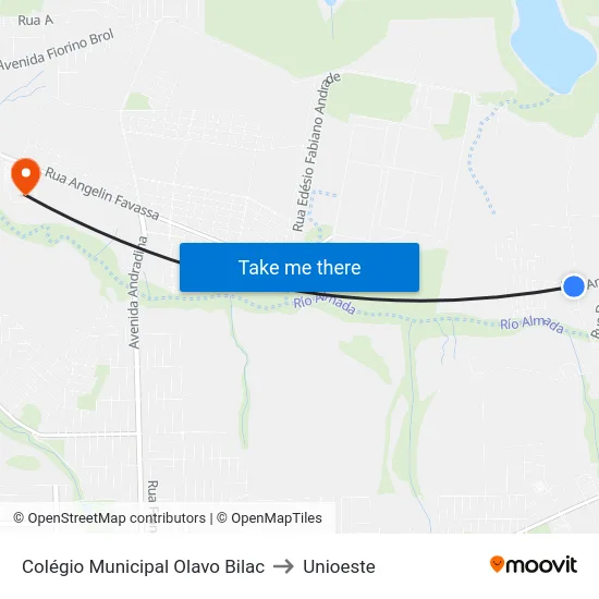 Colégio Municipal Olavo Bilac to Unioeste map