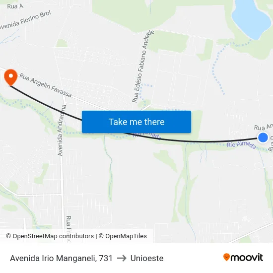 Avenida Irio Manganeli, 731 to Unioeste map