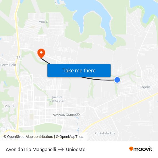 Avenida Irio Manganelli to Unioeste map