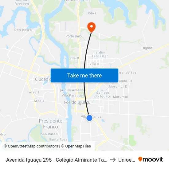 Avenida Iguaçu 295 - Colégio Almirante Tamandaré to Unioeste map
