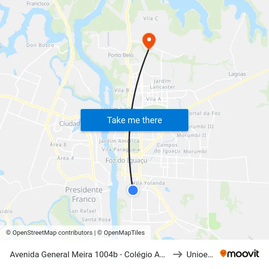 Avenida General Meira 1004b - Colégio Agrícola to Unioeste map