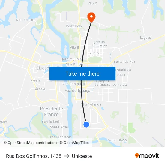 Rua Dos Golfinhos, 1438 to Unioeste map
