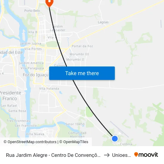 Rua Jardim Alegre - Centro De Convenções to Unioeste map