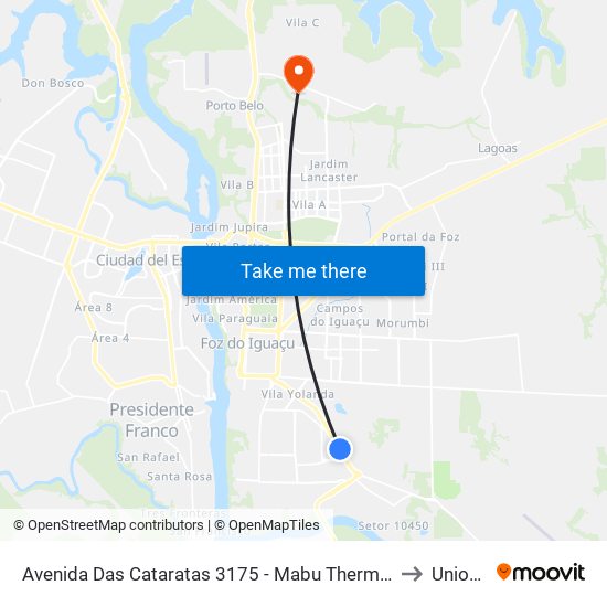 Avenida Das Cataratas 3175 - Mabu Thermas Grand Resort to Unioeste map