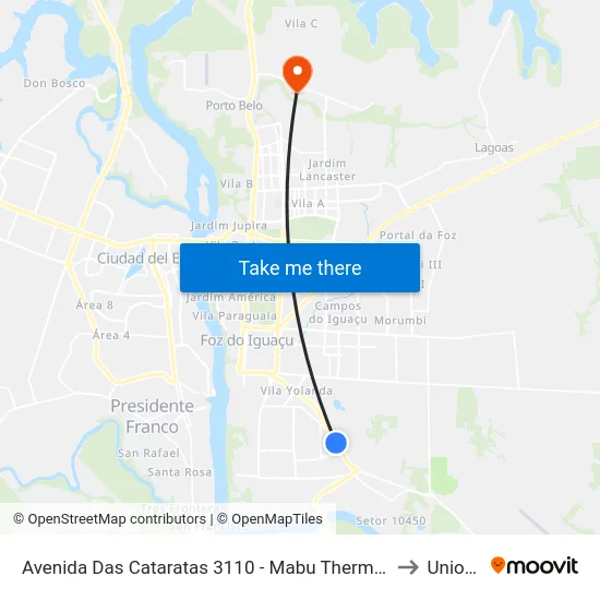 Avenida Das Cataratas 3110 - Mabu Thermas Grand Resort to Unioeste map