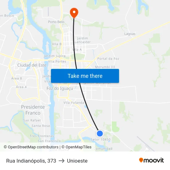 Rua Indianópolis, 373 to Unioeste map