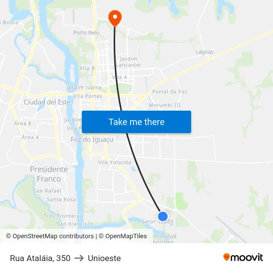 Rua Ataláia, 350 to Unioeste map