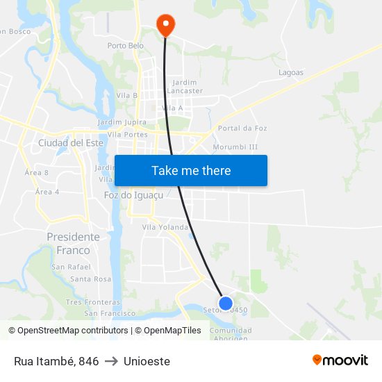 Rua Itambé, 846 to Unioeste map
