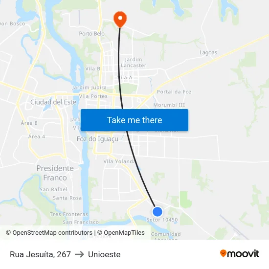 Rua Jesuíta, 267 to Unioeste map