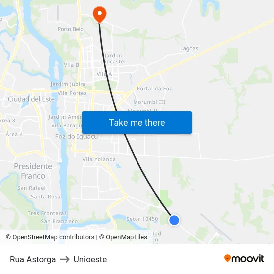 Rua Astorga to Unioeste map