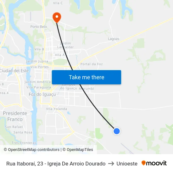 Rua Itaboraí, 23 - Igreja De Arroio Dourado to Unioeste map